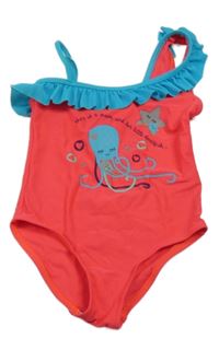 Tmavorůžovo-modré plavky s chobotnicí