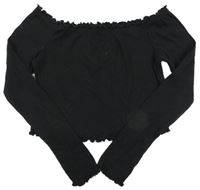 Černé žebrované crop triko 