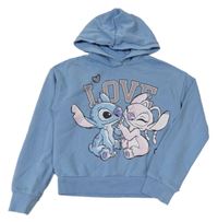 Modrá mikina se Stitchem a Angel a kapucí