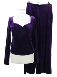 Nové - 2set - Lilkové sametové triko + kalhoty Mango 