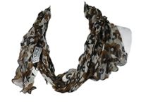 Dámská bílo-hnědá květovaná šifonová šála Bosch 