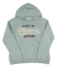Světlemodrá melírovaná mikina s nápisem a kapucí H&M