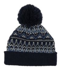 Tmavomodrá vzorovaná pletená čepice s bambulí PRIMARK