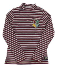 Vínovo-růžové pruhované žebrované triko s nášivkou - Harry Potter M&S