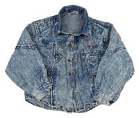 Modrá riflová bunda s nášivkou 