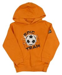 Oranžová mikina s míčem a kapucí 