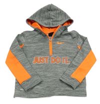 Šedo-neonová žíhaná sportovní mikina s kapucí Nike