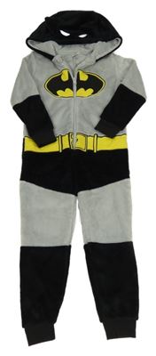 Šedo-černá chlupatá kombinéza s kapucí - Batman