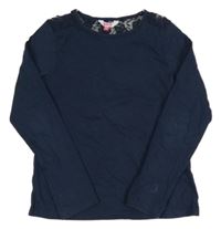 Tmavomodré triko s krajkou 