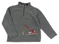 Tmavošedá fleecová mikina s jeřábem 