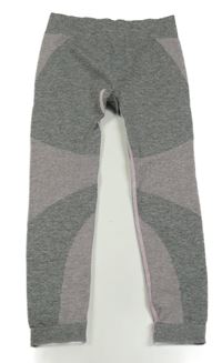 Šedo-růžové spodní funkční legíny 