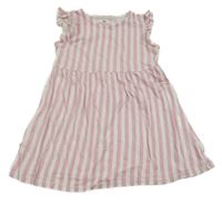 Růžovo-bílé pruhované bavlněné šaty H&M