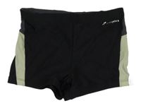 Černo-khaki nohavičkové plavky s nápisem