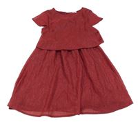 Vínovo-třpytivé žoržetové šaty C&A