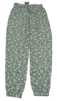 Khaki turecké květované kalhoty H&M