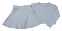 2Set - Světlemodrý crop svetr s motýly + sukně Primark