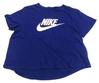 Tmavomodré crop tričko s logem Nike 