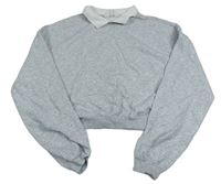 Šedá melírovaná crop mikina s límečkem H&M