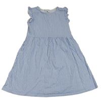 Modro-bílé pruhované bavlněné šaty s volánky H&M