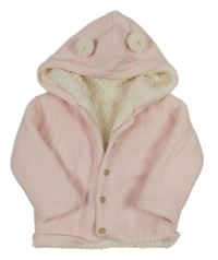 Světlerůžový propínací zateplený svetr s kapucí Matalan