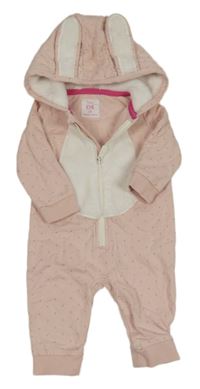 Světlerůžová puntíkovaná tepláková kombinéza s kapucí C&A