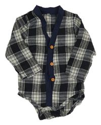 Tmavomodro-bílé kostkované košilové body