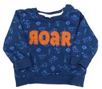 Tmavomodrá mikina s obrázky a nápisem Ergee 