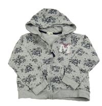 Šedá propínací mikina s kytičkami a kapucí Vertbaudet