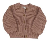 Růžový vzorovaný propínací svetr Next