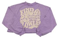 Fialová crop mikina s nápisem H&M