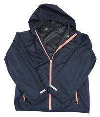 Tmavomodrá šusťáková voděodolná bunda s kapucí Crivit