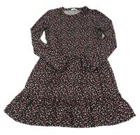 Černé kytičkované šaty Primark 