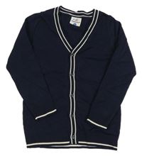 Tmavomodrý propínací svetr s pruhy Topolino 