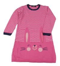 Růžovo-bílé pruhované svetrové šaty se zajíčkem George
