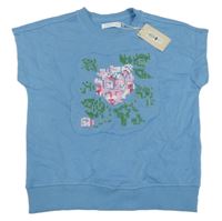 Nové - Modrá tepláková vesta s květem Leigh Tucker