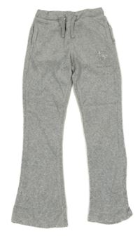 Šedé sametové kalhoty s potiskem a kamínky Juicy Couture