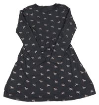 Tmavošedé bavlněné šaty s koníky Famy 