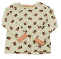 Smetanovo-růžové triko s brouky 
