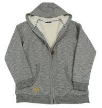 Šedá melírovaná propínací zateplená bunda s kapucí George 