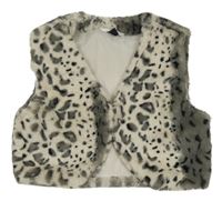 Smetanovo-šedá vzorovaná kožešinová podšitá vesta 