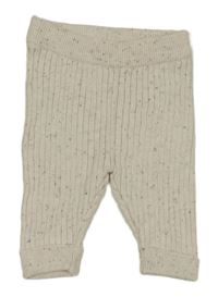 Béžovo-šedé vzorované žebrované úpletové kalhoty 