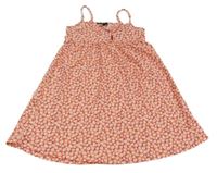 Oranžové květované šaty s mašlí C&A