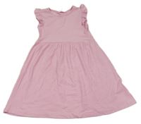 Světlerůžové žebrované šaty s volánky H&M