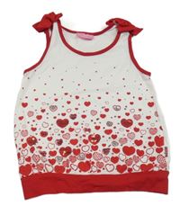 Bílo-červený crop top se srdíčky a mašličkami LC Waikiki