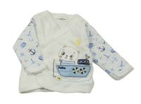 Bílé zavinovací triko s medvídkem a lodičkou Babush 