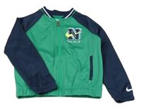 Zeleno-tmavomodrá propínací sportovní mikina s logem Nike 