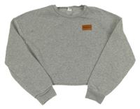 Šedá melírovaná crop mikina s nášivkou Shein