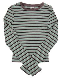 Zeleno-růžovo-černé pruhované crop triko S. Oliver