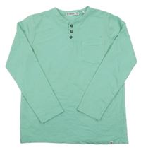 Mátové triko s knoflíčky a kapsou 