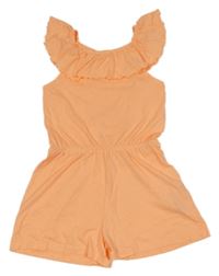 Neonově oranžový letní overal s volánkem Y.F.K. 